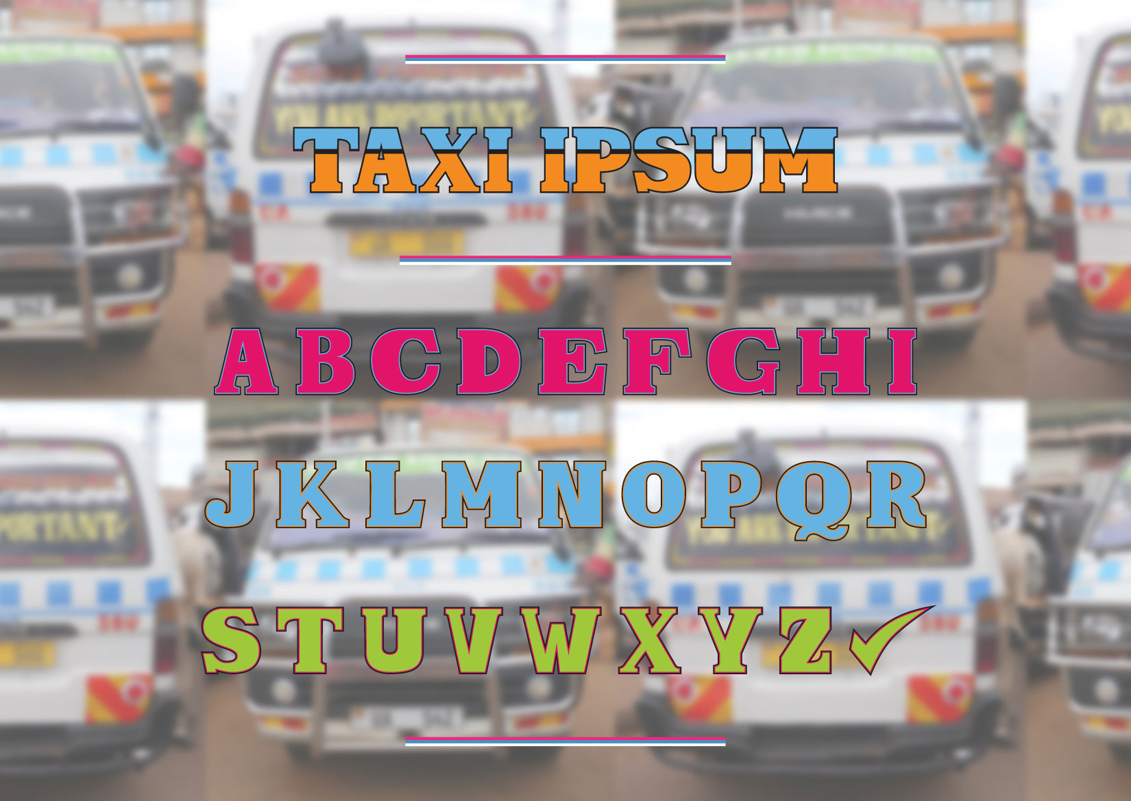 alphabet specimen for taxi ipsum